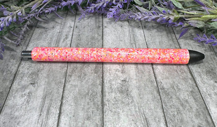 Handmade Orange and Pink mix glitter pen with free refill