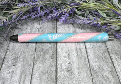 Handmade Pink and Blue Easter Washi Tape glitter pen with free refill