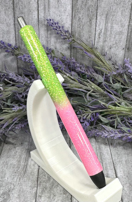 Handmade Pink and Green Watermelon Ombre glitter pen with free refill