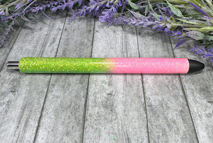 Handmade Pink and Green Watermelon Ombre glitter pen with free refill