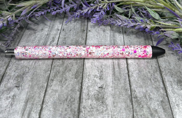 Handmade Pink Party Mix glitter pen with free refill