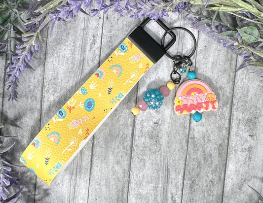 Handmade Groovy Hippie Faux Leather Key Fob Wristlet 2