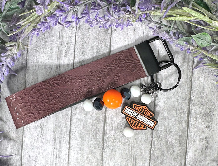 Handmade Harley Davidson Faux Leather Key Fob Wristlet