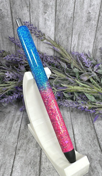 Handmade Pink and Blue glitter pen with free refill