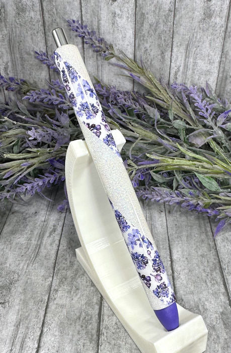 Handmade Purple and White  flowers  Washi Tape glitter pen with free refill