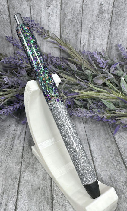 Handmade Silver Aqua and Purple Ombre glitter pen with free refill