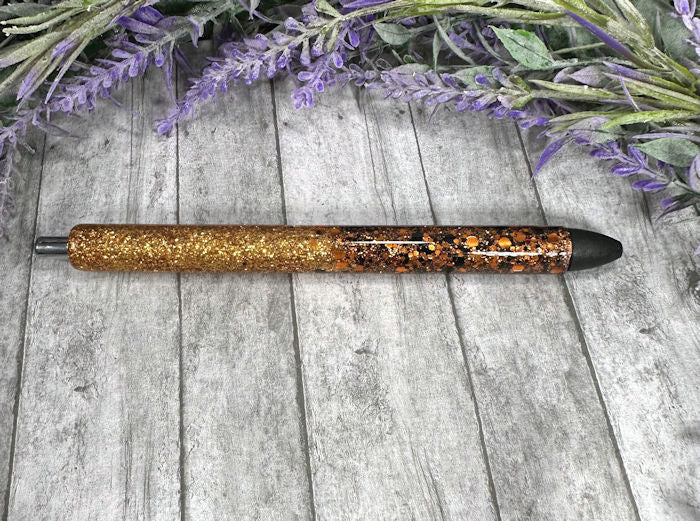 Handmade Gold and Brown Ombre glitter pen with free refill