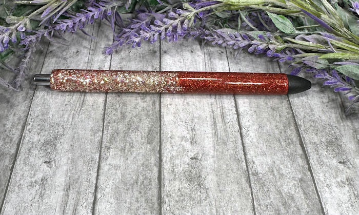 Handmade Gold and Dark red glitter pen with free refill