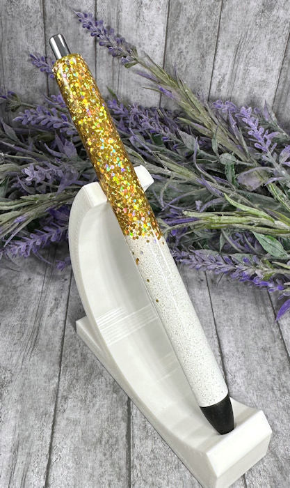 Handmade Gold and White Ombre glitter pen with free refill