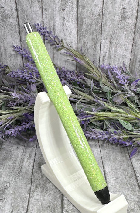 Handmade Bright Green glitter pen with free refill