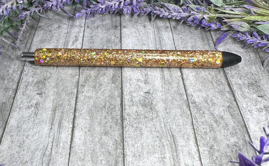 Handmade Gold Chunky Party Mix glitter pen with free refill