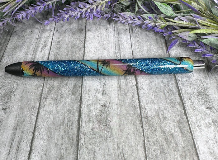 Handmade Beach  Washi Tape glitter pen with free refill