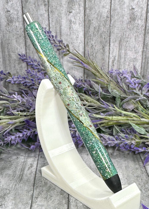 Handmade Green  flowers  Washi Tape glitter pen with free refill