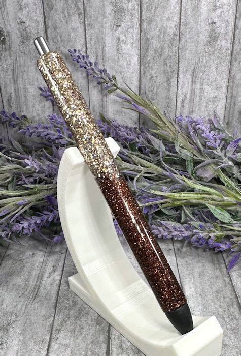 Handmade Brown and Gold ombre glitter pen with free refill