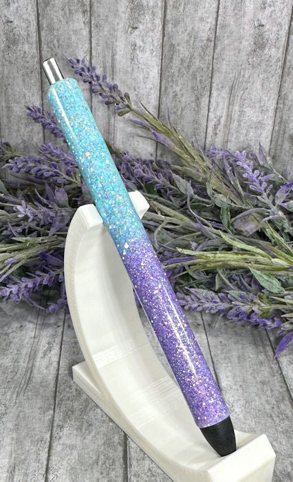 Handmade Aqua and Purpe ombre glitter pen with free refill