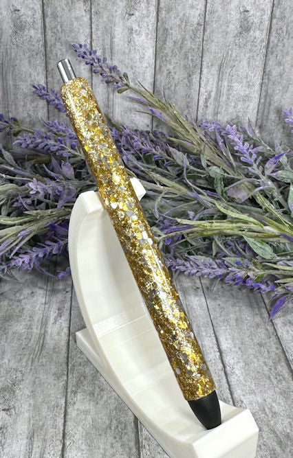 Handmade Chunky Gold  glitter pen with free refill