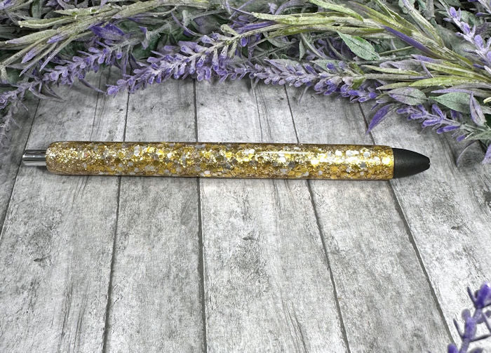 Handmade Chunky Gold  glitter pen with free refill