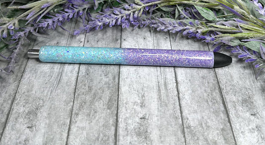 Handmade Aqua and Purpe ombre glitter pen with free refill