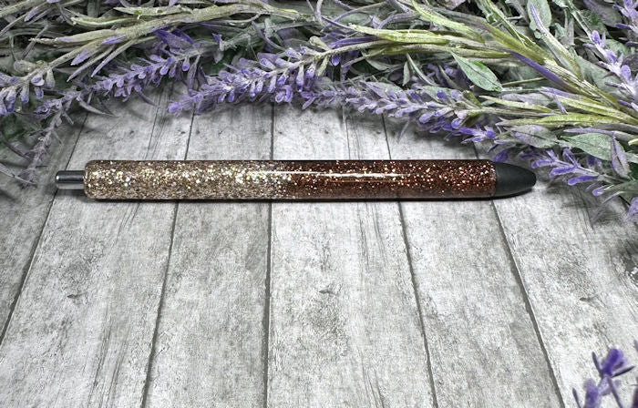 Handmade Brown and Gold ombre glitter pen with free refill