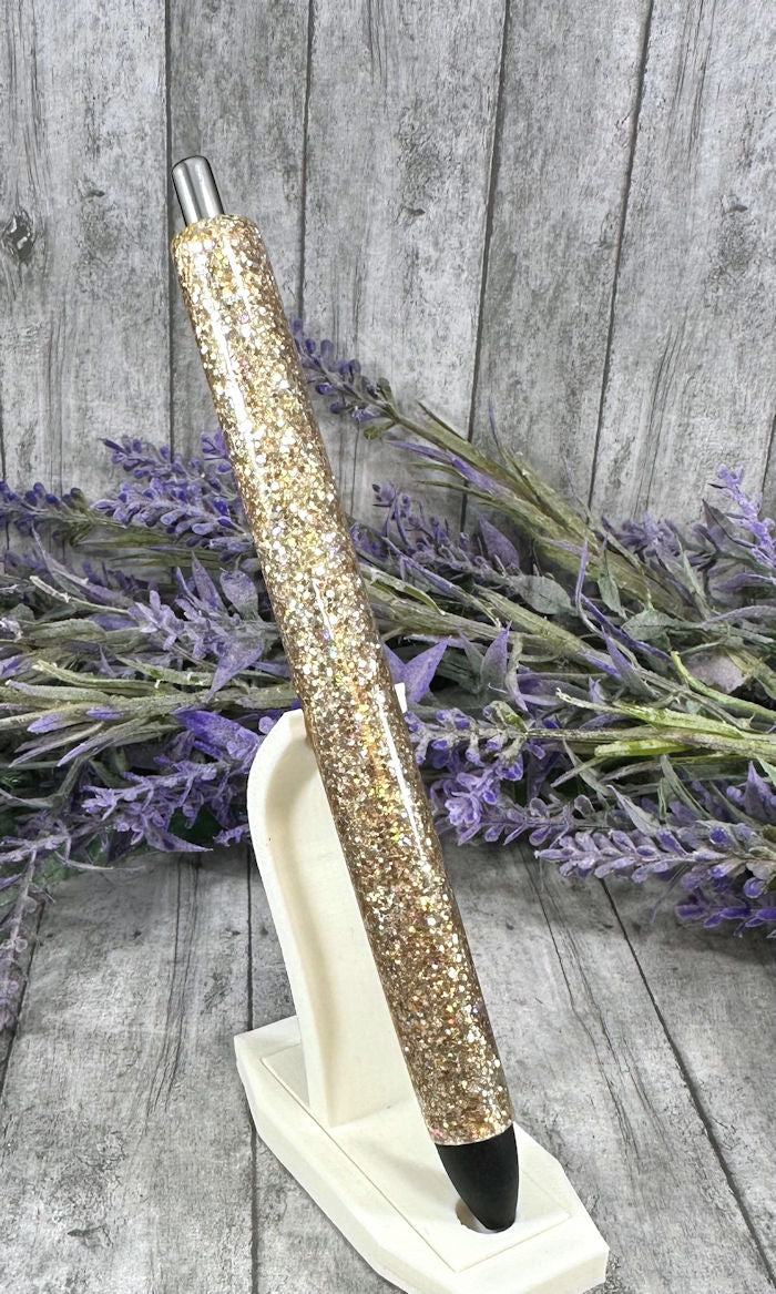 Handmade  Gold glitter pen with free refill