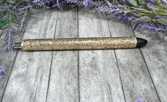 Handmade  Gold glitter pen with free refill