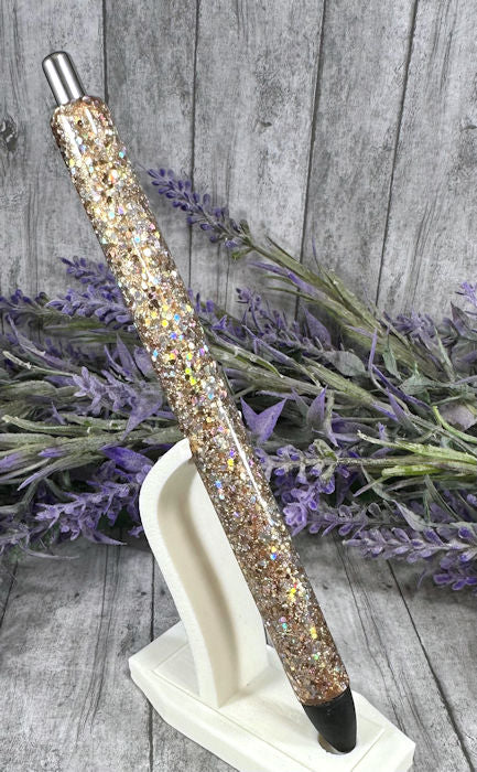 Handmade Holographic Antique Gold glitter pen with free refill