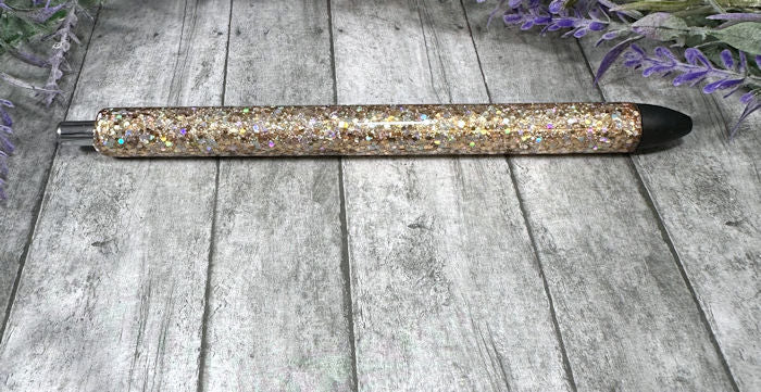 Handmade Holographic Antique Gold glitter pen with free refill