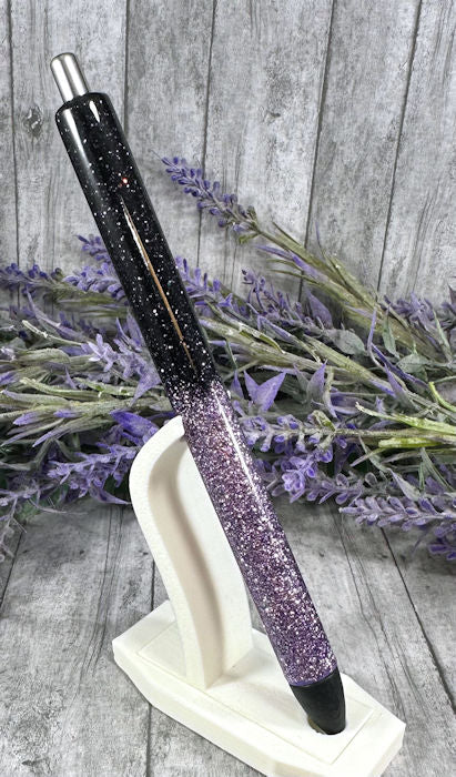 Handmade ombre Purple and Black glitter pen with free refill