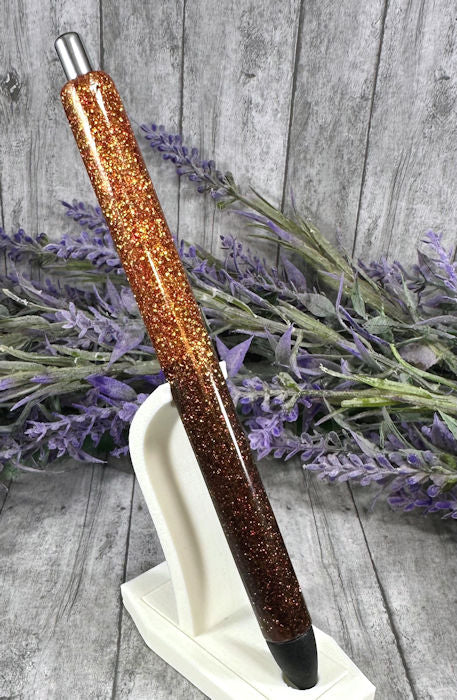 Handmade Burnt Orange and Brown Ombre glitter pen with free refill