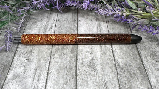 Handmade Burnt Orange and Brown Ombre glitter pen with free refill