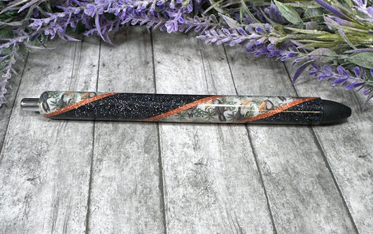 Handmade Black and orange Toucans Washi Tape glitter pen with free refill