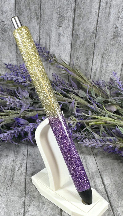 Handmade ombre Purple and Gold glitter pen with free refill