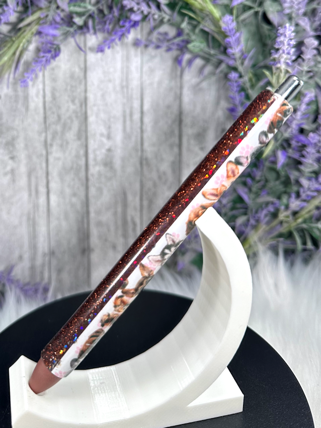 Handmade Dogs glitter pen with free refill