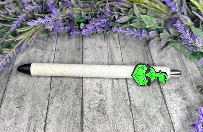 Handmade Grinch glitter pen with free refill  5