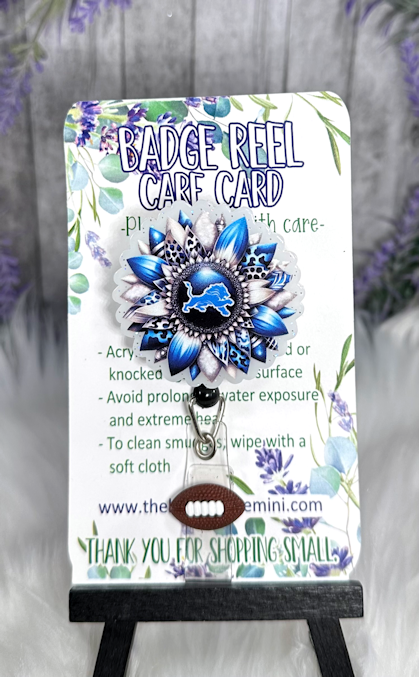 Handmade Detroit Lions Badge Reel