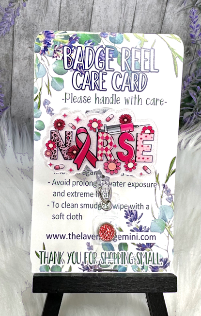 Handmade Nurse Pink Ribbon Badge Reel