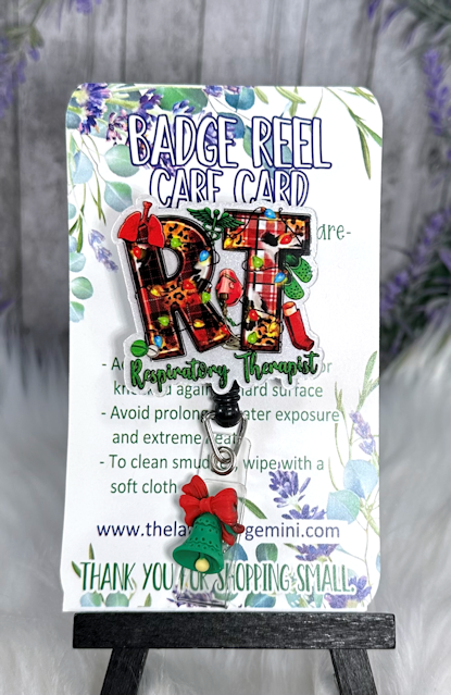 Handmade Christmas  Respiratory Therapist Badge Reel