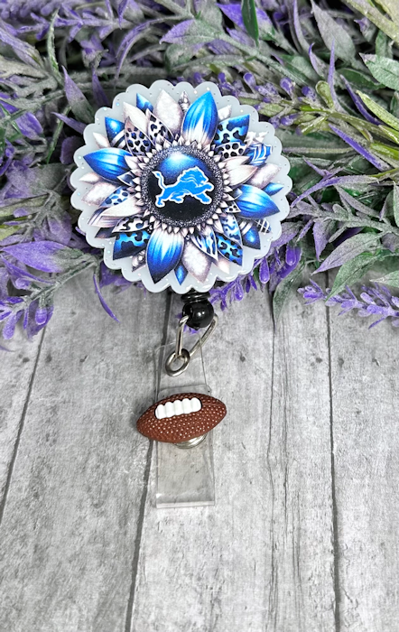 Handmade Detroit Lions Badge Reel