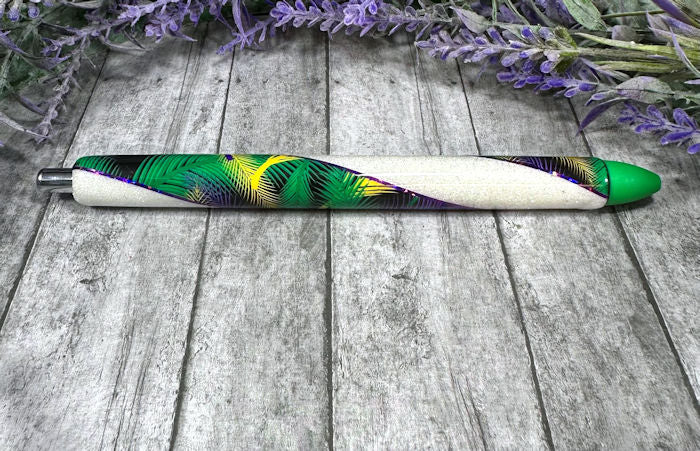 Handmade Mardi Gras Feathers  Washi Tape glitter pen with free refill