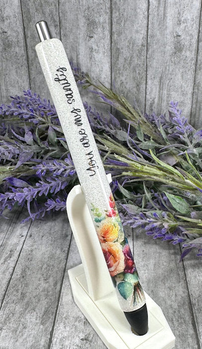 Handmade You are My Sanity flowers glitter pen with free refill