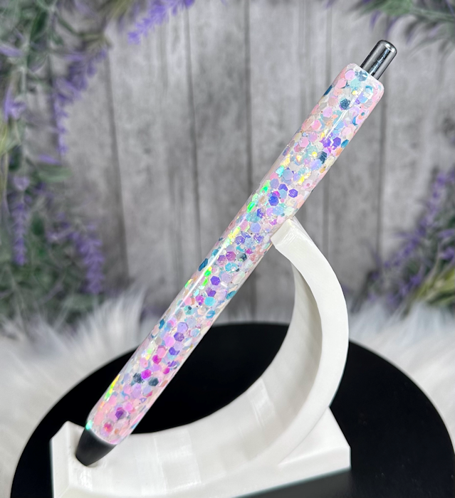 Handmade Pink and Blue Opal Chunky glitter pen with free refill