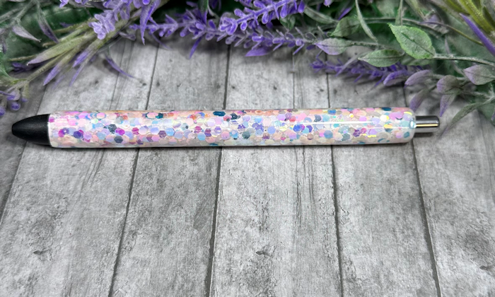Handmade Pink and Blue Opal Chunky glitter pen with free refill