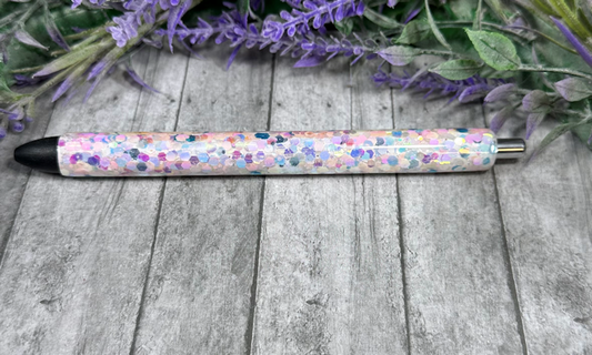 Handmade Pink and Blue Opal Chunky glitter pen with free refill