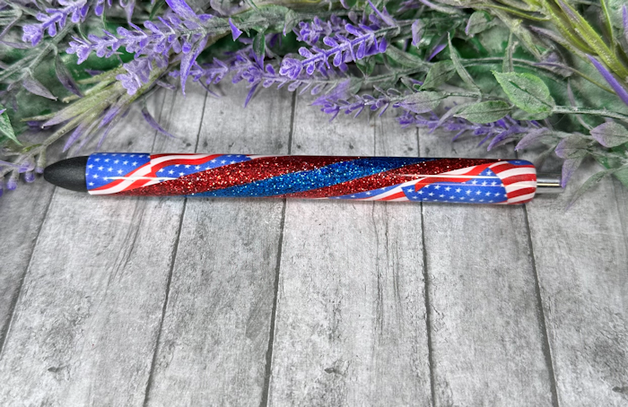Handmade Patriotic Flags glitter pen with free refill 2