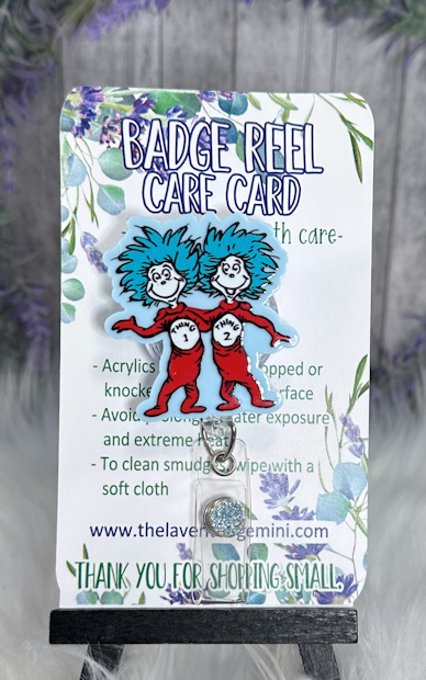 Handmade Thing 1 and Thing 2 Badge Reel