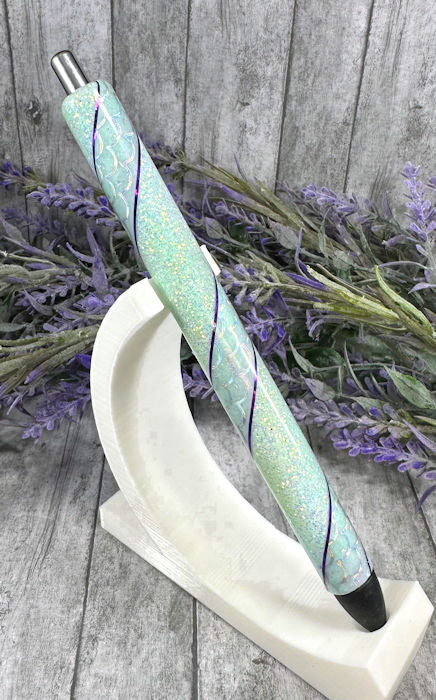 Handmade Blue Mermaid print  Washi Tape glitter pen with free refill