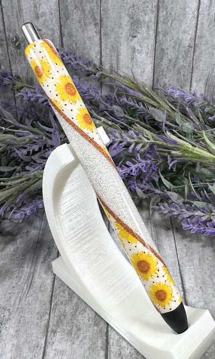 Handmade Fall sunflowers glitter pen  with free refill