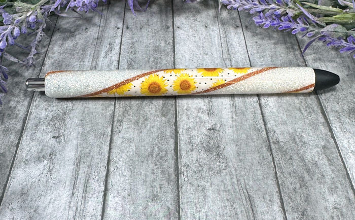 Handmade Fall sunflowers glitter pen  with free refill