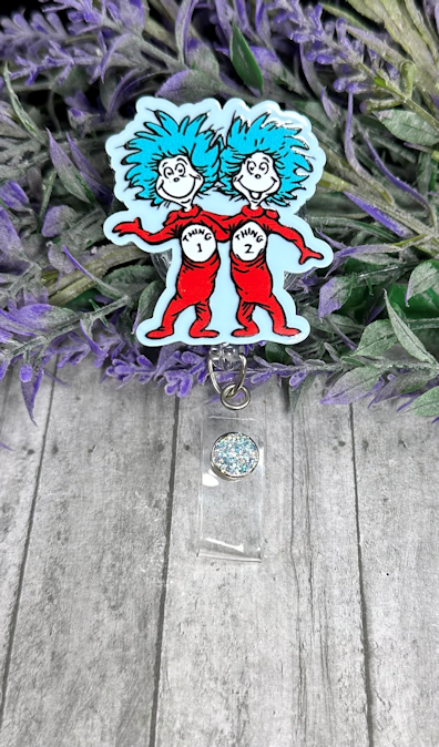 Handmade Thing 1 and Thing 2 Badge Reel