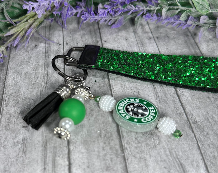 Handmade Starbucks Faux Leather Key Fob Wristlet